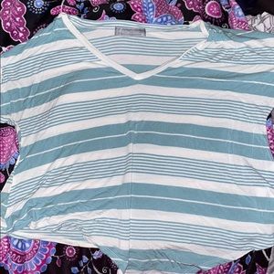 green and white striped shirt